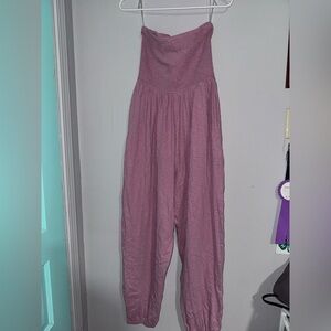 American Eagle Outfitters Mauve Strapless Jumpsuit